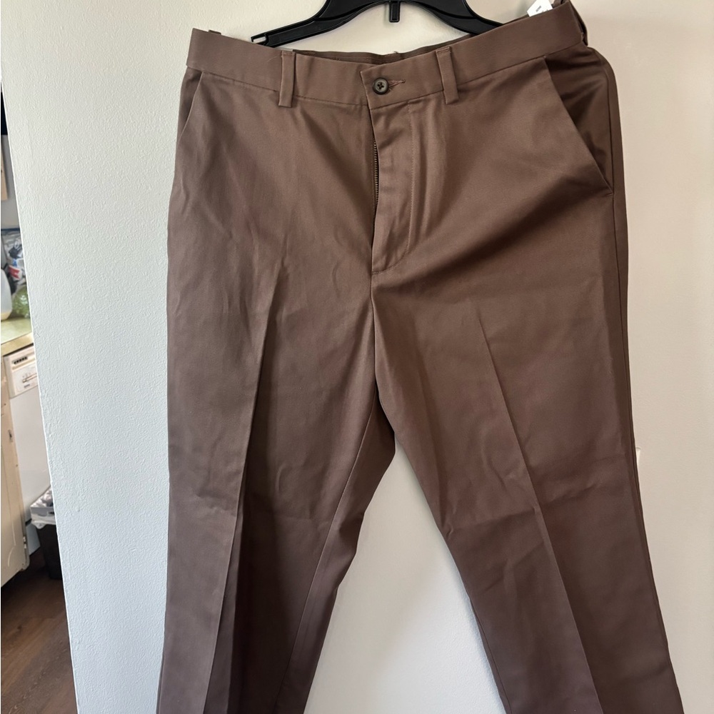 David Taylor Brown Chinos Flat Front Classic